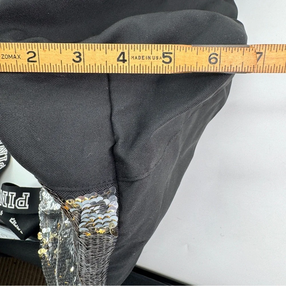 NWOT PINK By Victoria Secret Sequin Tote Bag Silver‎ Black Spellout straps - Picture 12 of 15